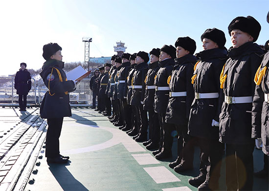 На БПК «Адмирал Левченко» состоялось посвящение в кадеты